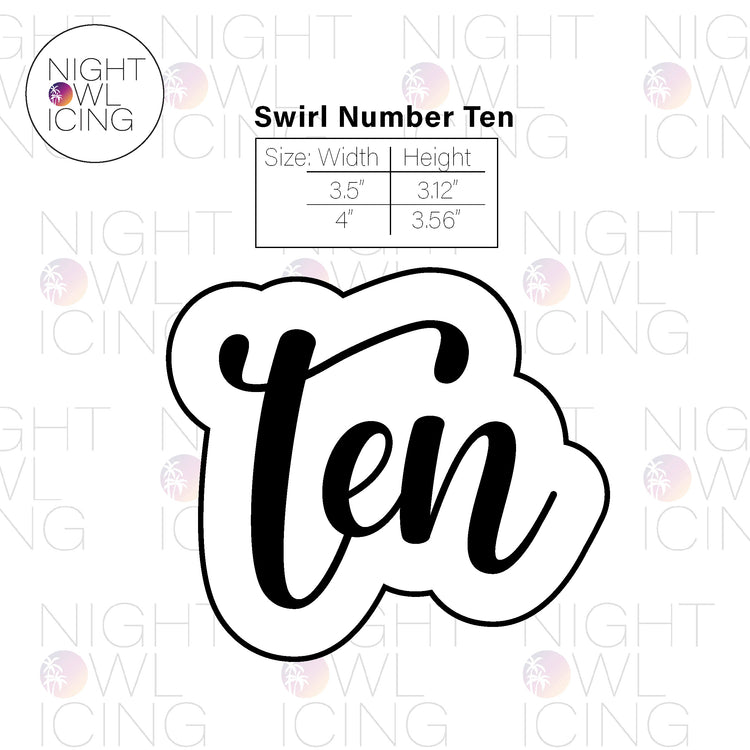 Swirl Number Words Cookie Cutter