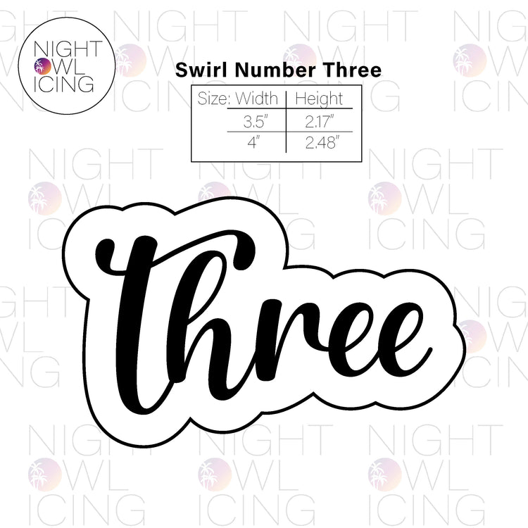 Swirl Number Words Cookie Cutter