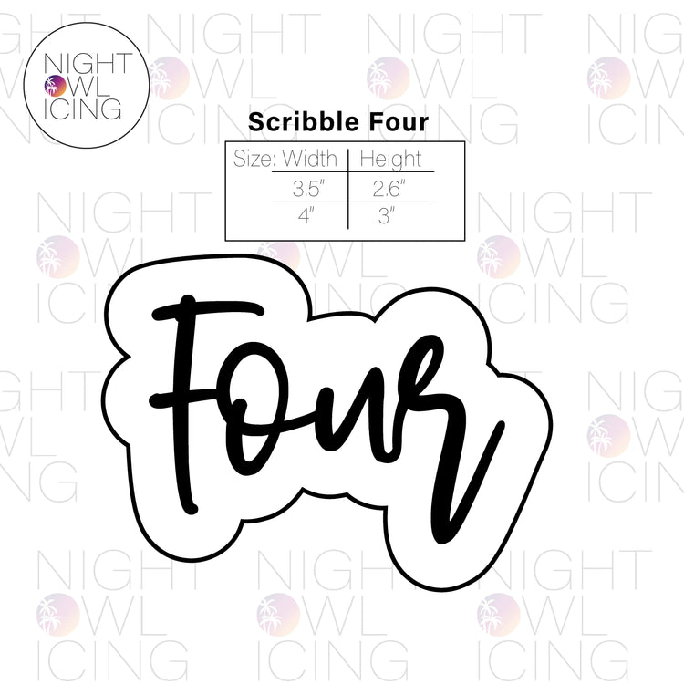 Scribble Number Words Cookie Cutter