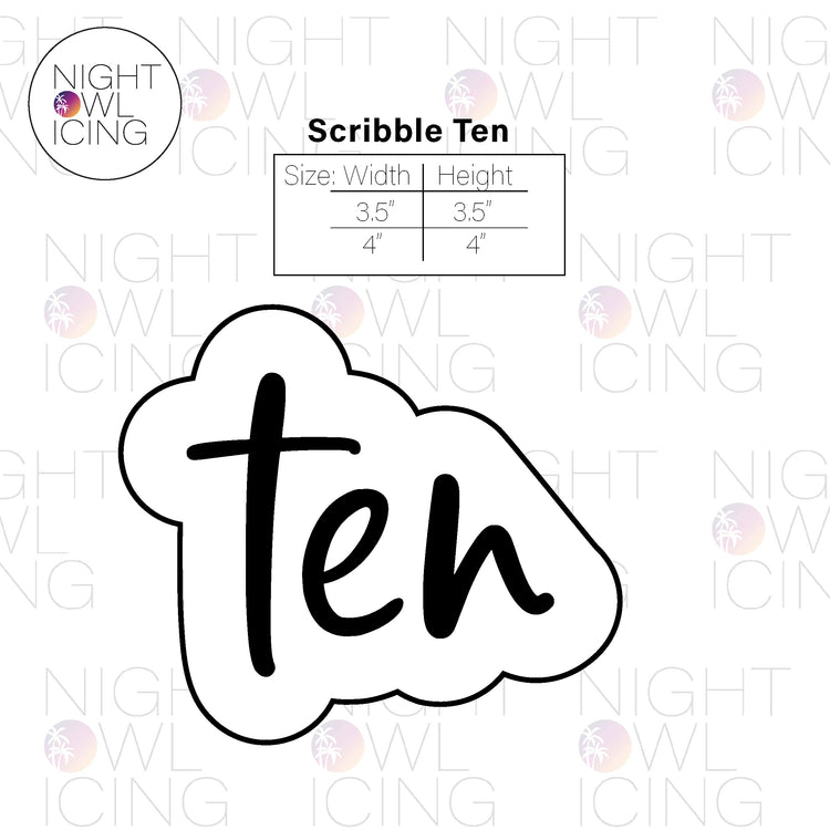 Scribble Number Words Cookie Cutter