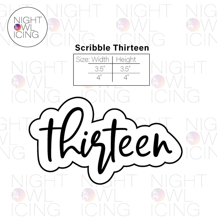 Scribble Number Words Cookie Cutter