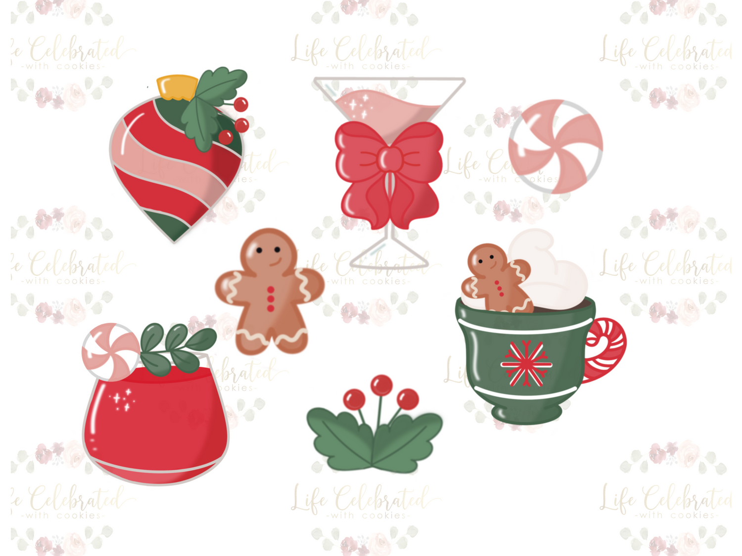 Christmas Cocktails Cookie Cutter Set