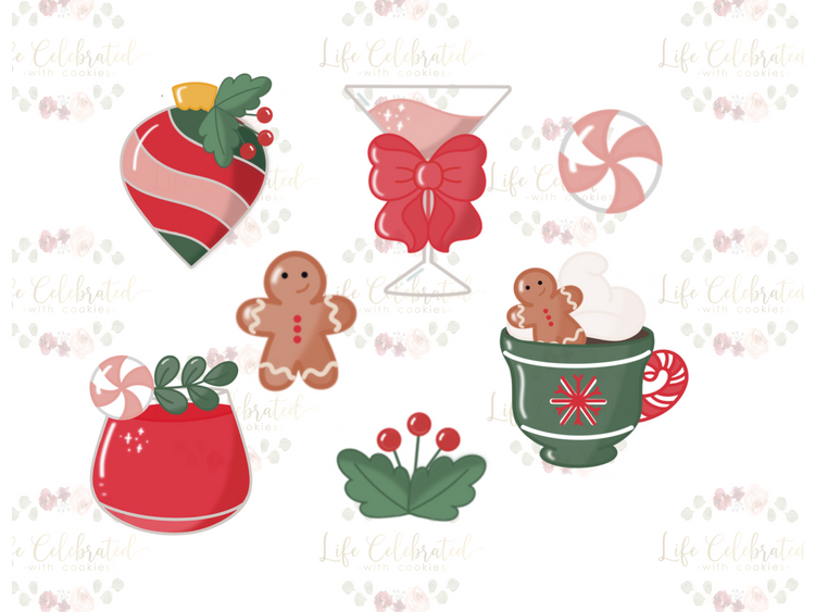 Christmas Cocktails Cookie Cutter Set