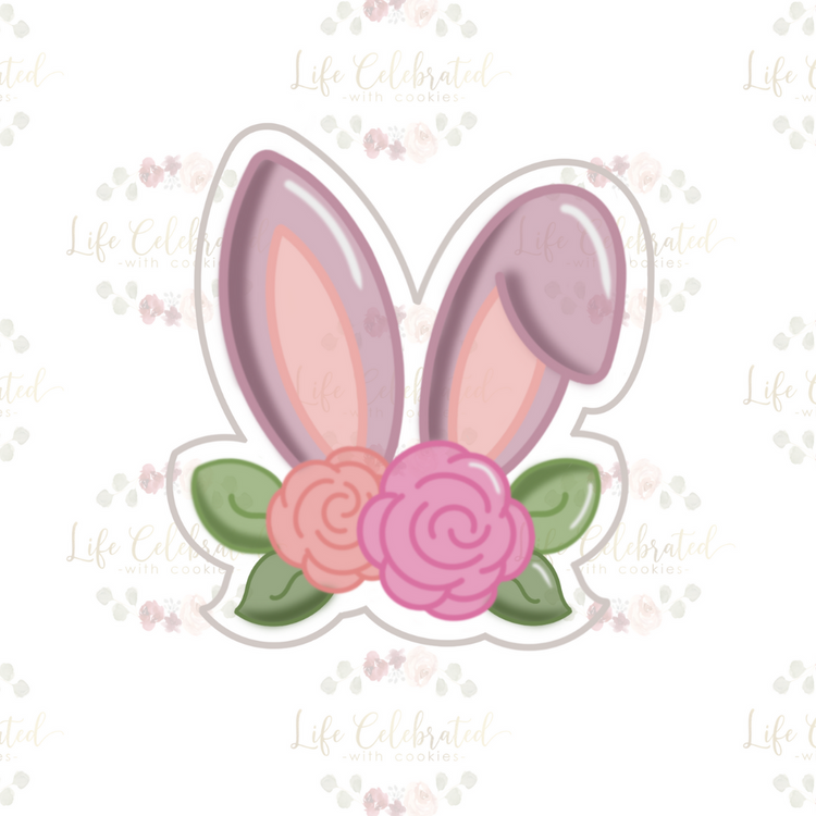 Floral Bunny Ears Cookie Cutter