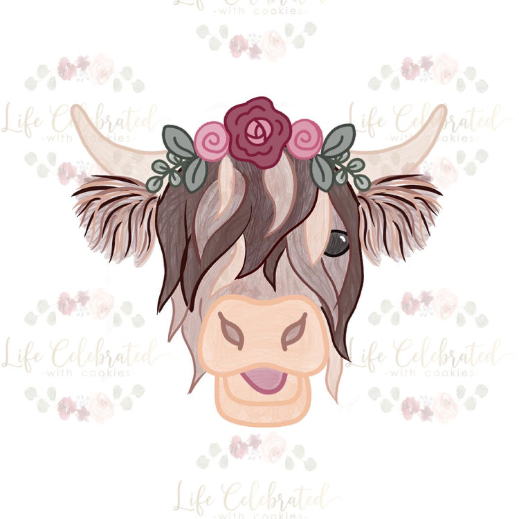 Highland Cow with Florals