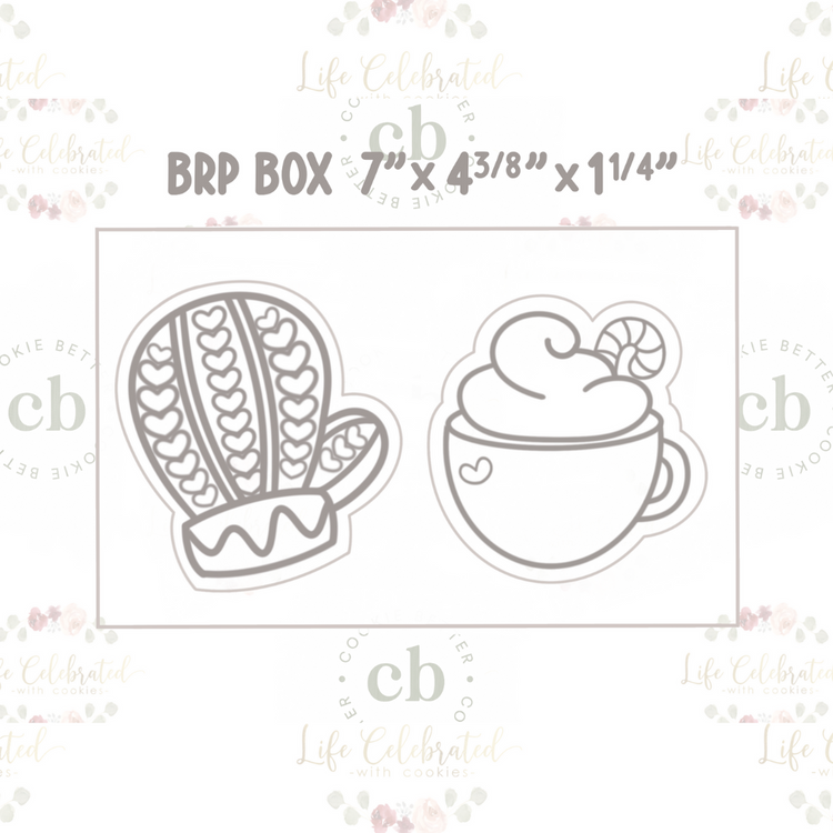 Mitten & Hot Cocoa Mug Cookie Cutter Set  - Cookie Better Holiday Bundle Collab