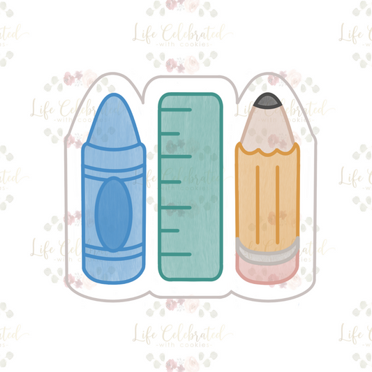 Crayon Ruler Pencil Trio Cookie Cutter
