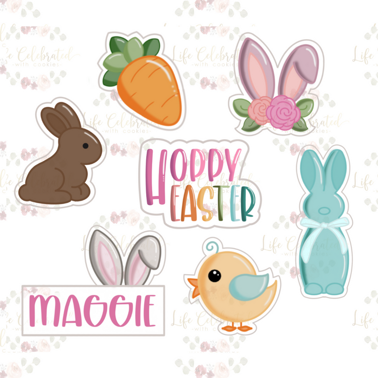 Bunny Ears Name Plaque Cookie Cutter
