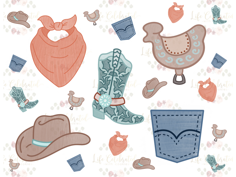 Cowboy Western Cookie Cutter Set