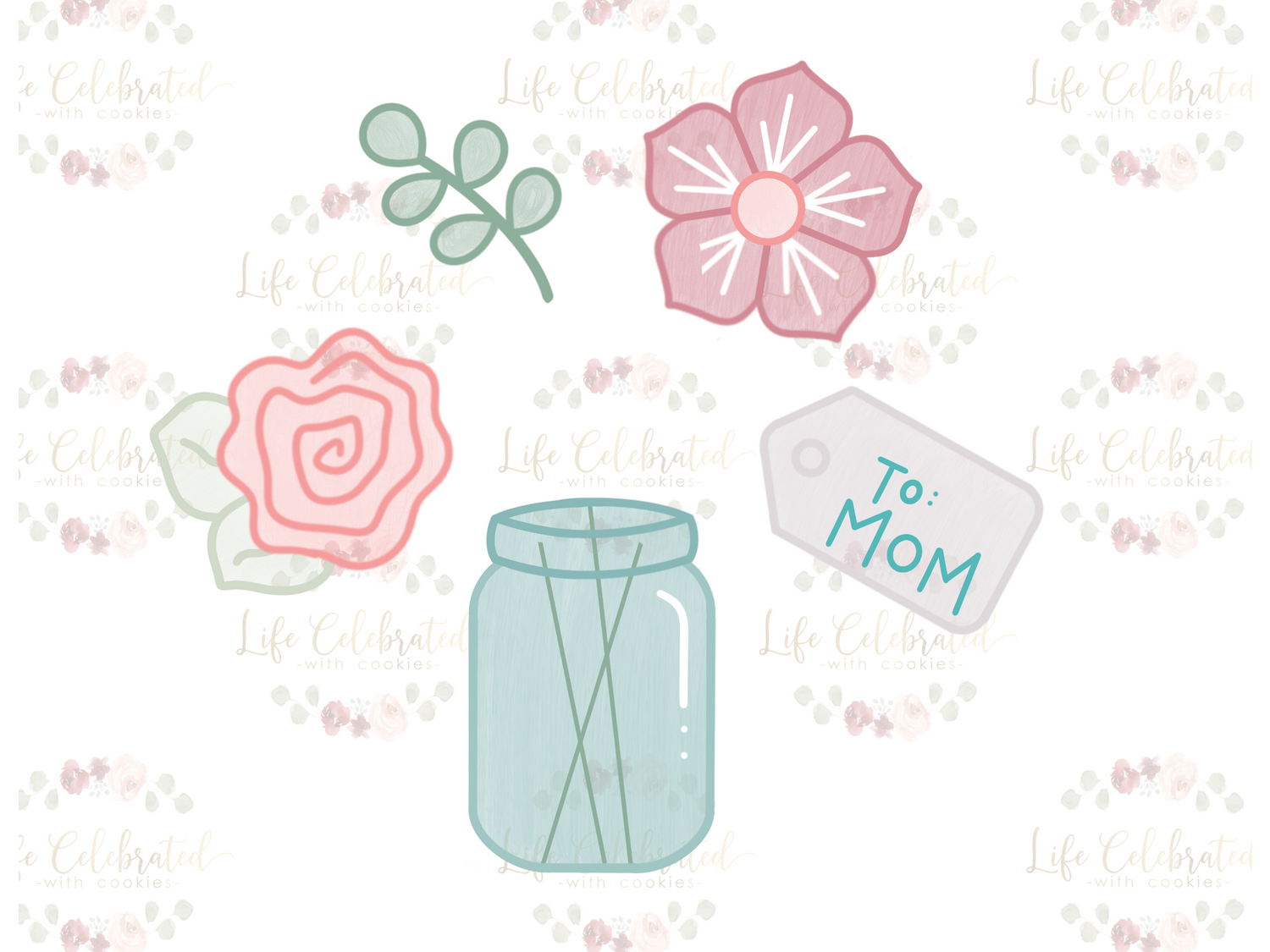 Mother's Day Flower Arrangement Cookie Cutter Set (5)
