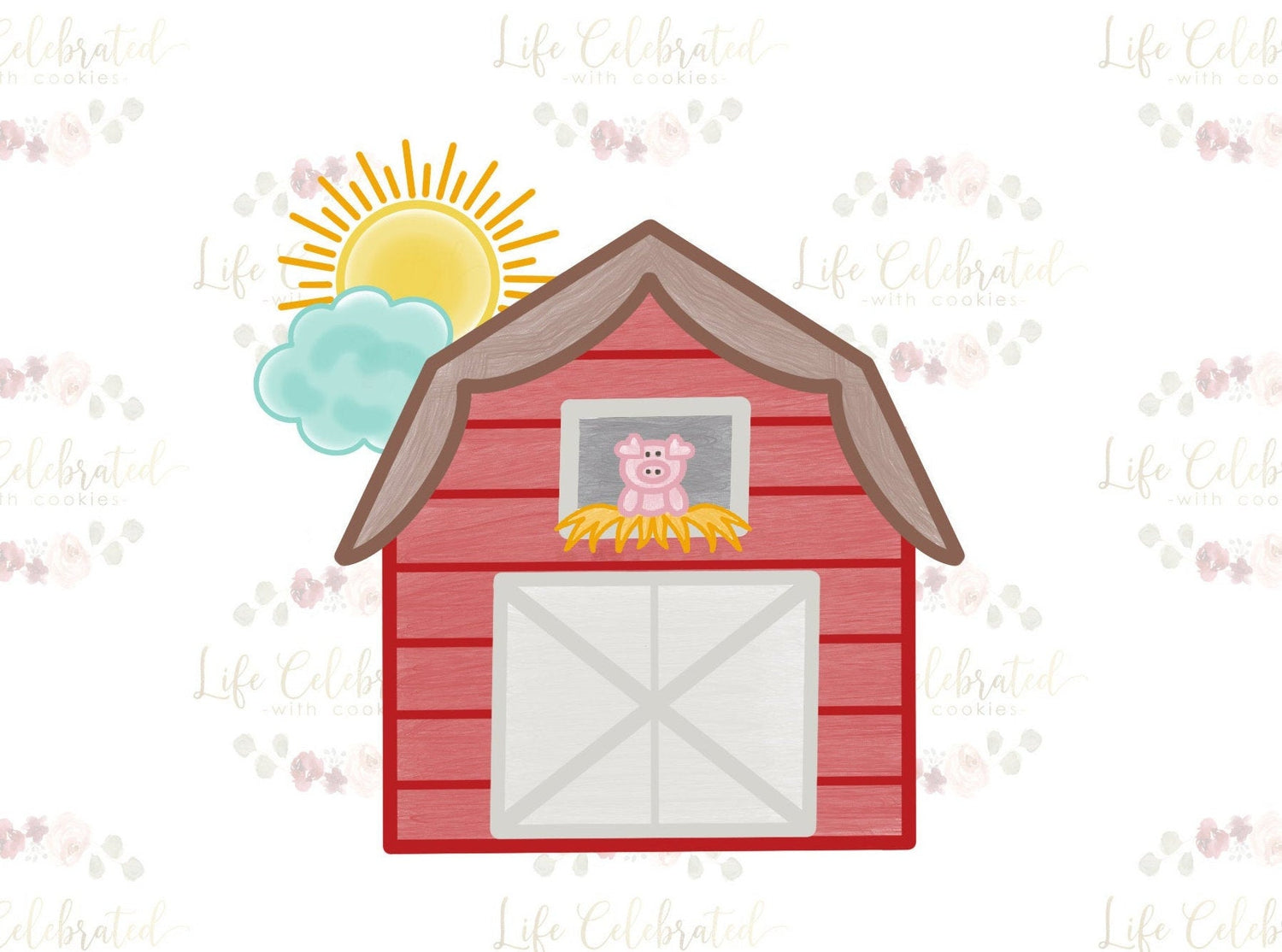Red Barn with Sun Cookie Cutter
