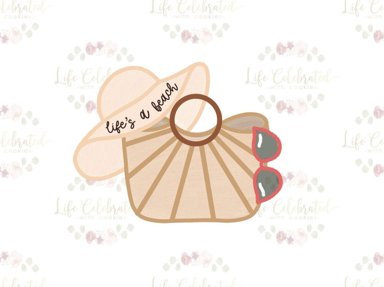 Beach Bag with Hat & Sunglasses Cookie Cutter
