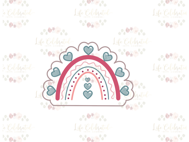 Boho Heart Valentine Rainbow Cookie Cutter