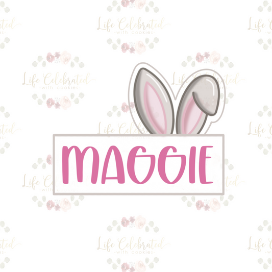 MISPRINT - 3.5 in Bunny Ears Name Plaque Cookie Cutter