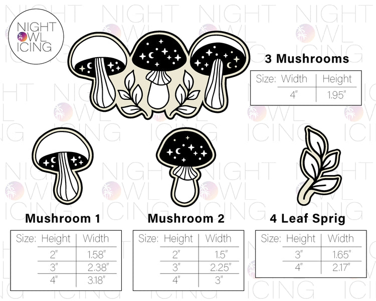 3 Mushrooms Bundle and Singles Cookie Cutters