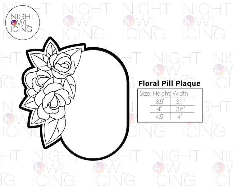 Floral Pill Plaque Cookie Cutter