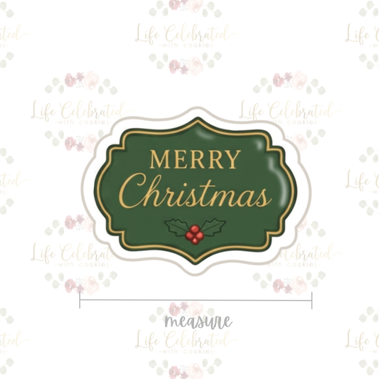 Merry Christmas Plaque Cookie Cutter