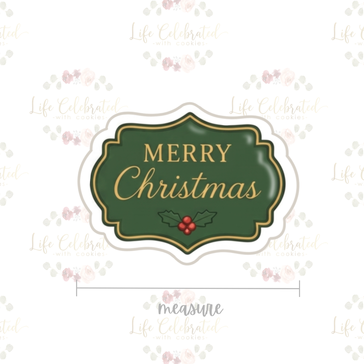 Merry Christmas Plaque Cookie Cutter