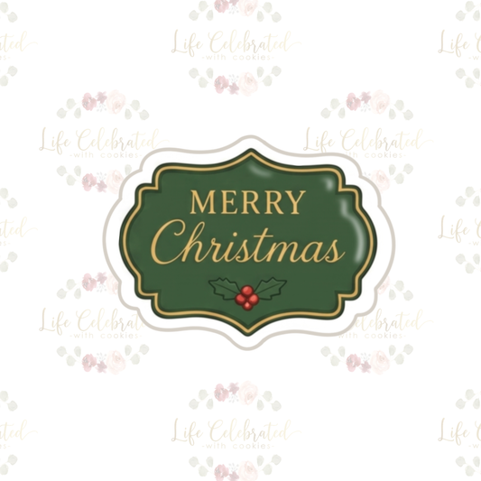 Merry Christmas Plaque Cookie Cutter