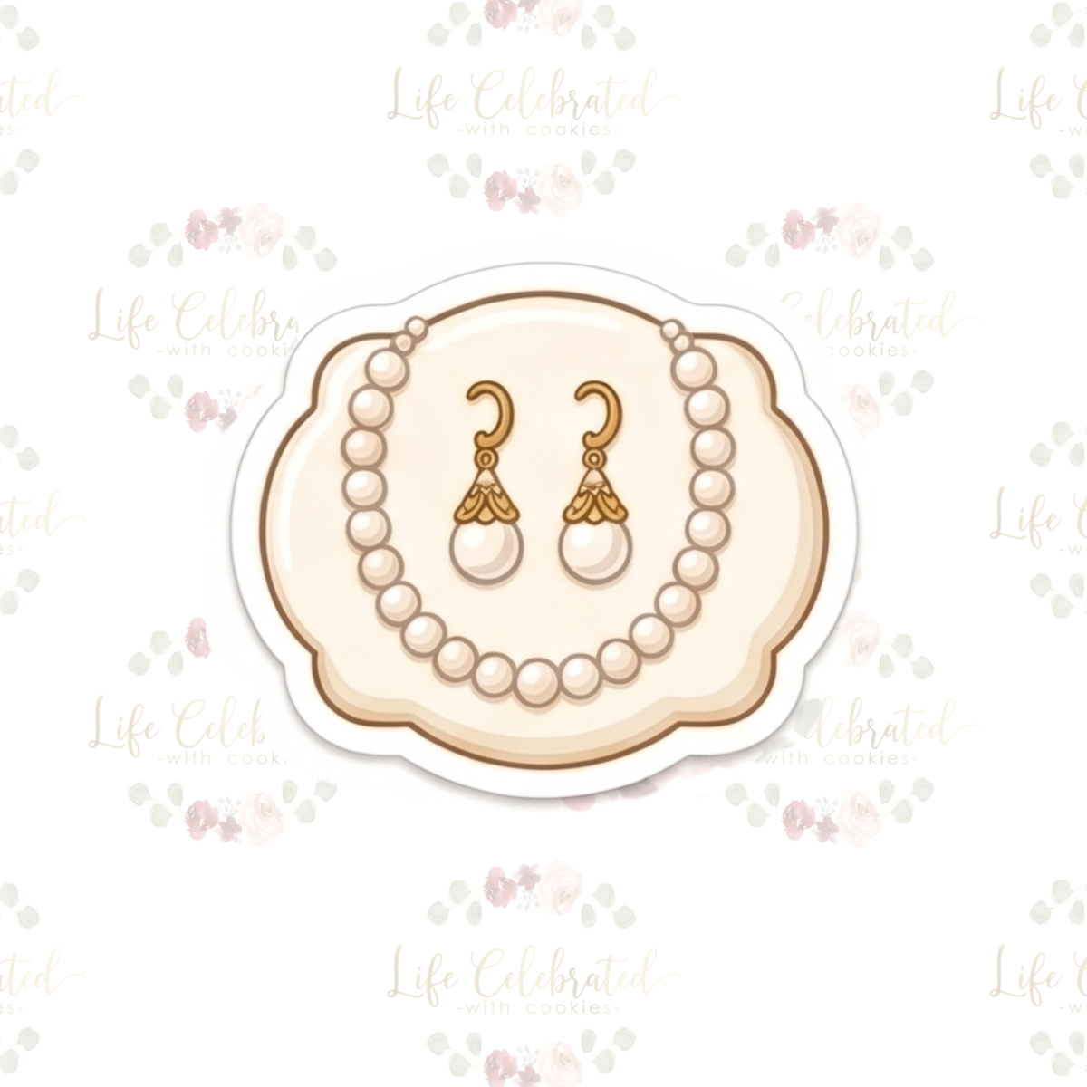 Pearl Necklace & Earrings Cookie Cutter