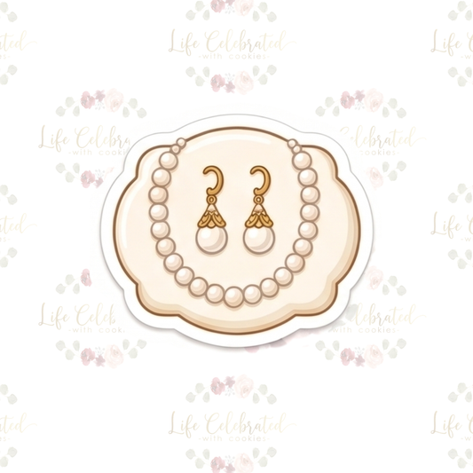 Pearl Necklace & Earrings Cookie Cutter