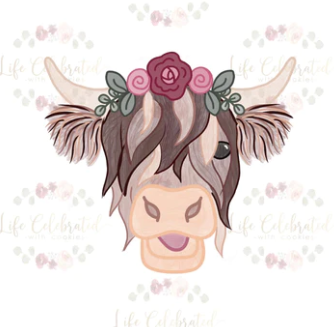 MISPRINT - 3.5 in Highland Cow with Florals Cookie Cutter