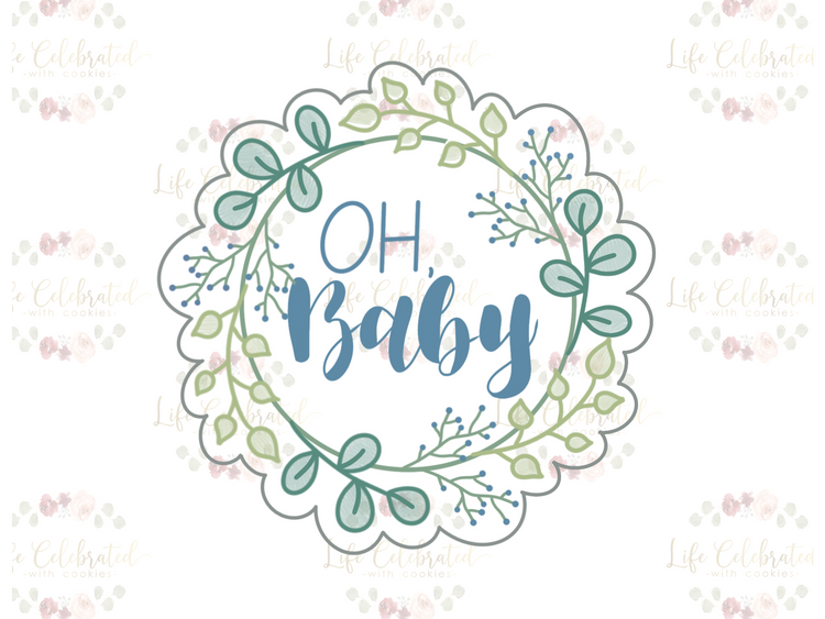 Floral "Oh Baby" Plaque Cookie Cutter