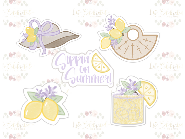 Sippin' on Summer Bag with Lemons Cookie Cutter - Batch Please Cookie Co. COLLAB