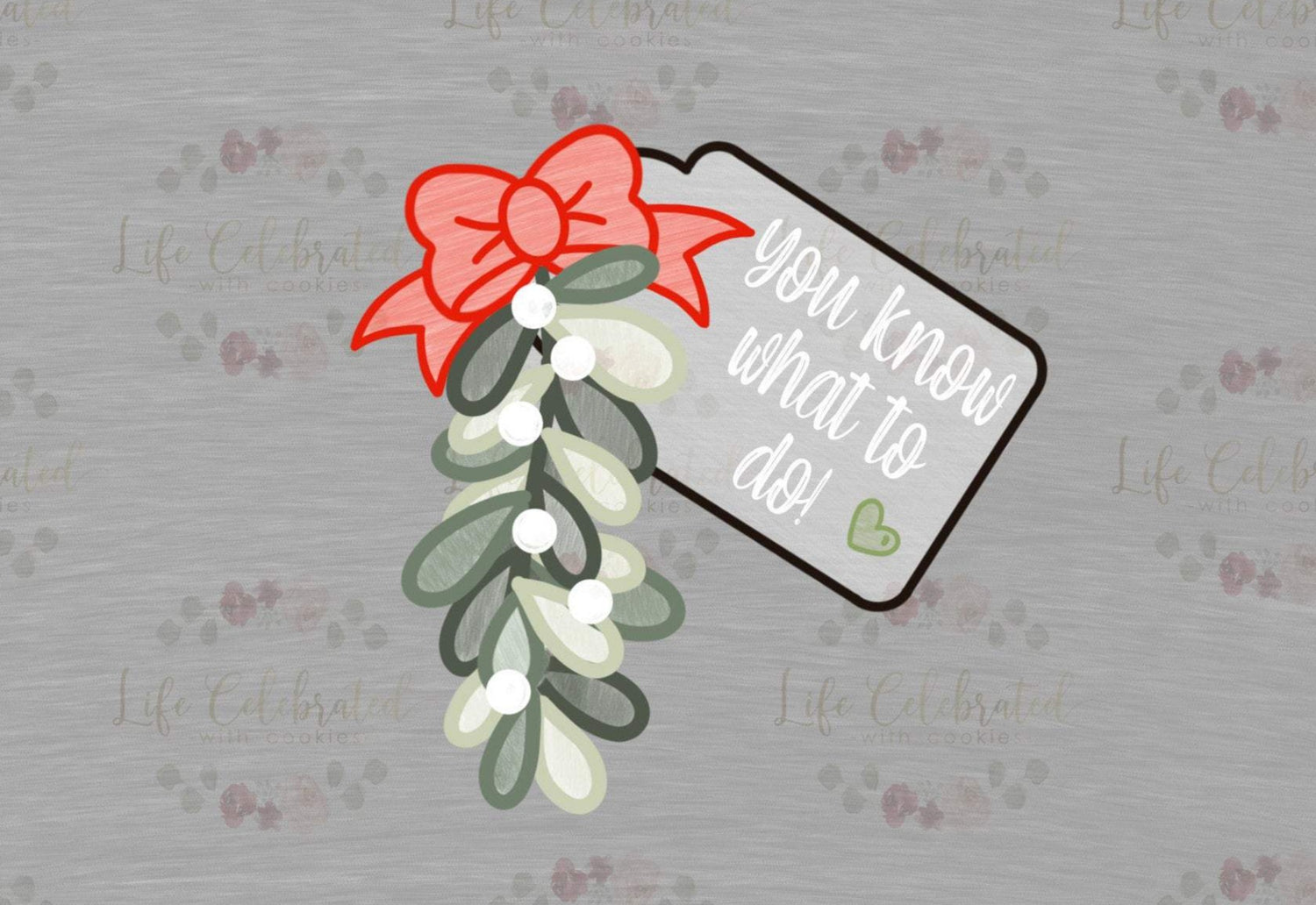 Christmas Mistletoe with Tag Cookie Cutter