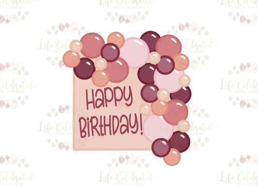 Birthday Balloon Garland Plaque Cookie Cutter