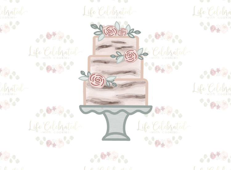 Floral Cake Stand Cookie Cutter