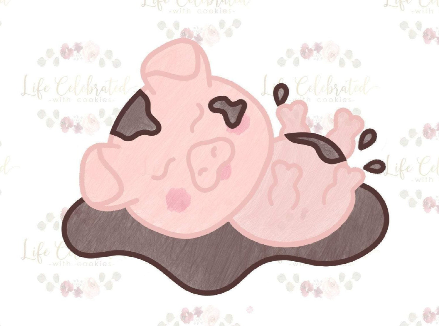 Baby Piglet in Mud Cookie Cutter