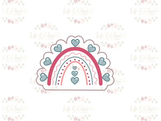 Boho Heart Valentine Rainbow Cookie Cutter